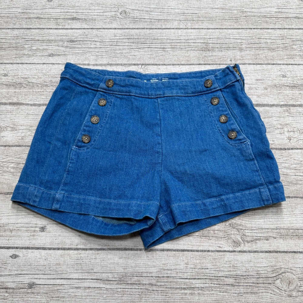 Old Navy Shorts Women's 10 Blue Denim High Rise OG Straight Fit Sailor Summer